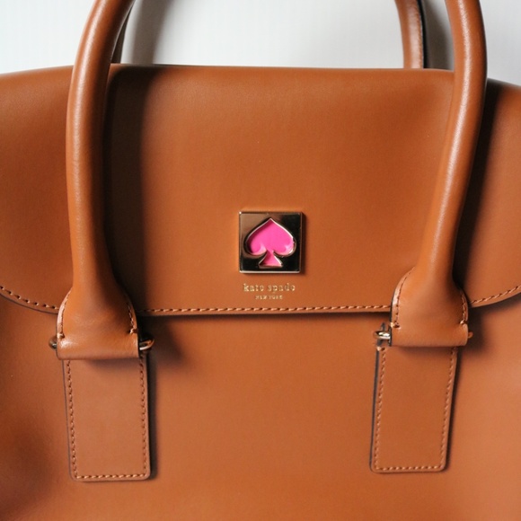 KATE SPADE New Bond Street Flo Tan Caramel Leather Satchel Shoulder Bag Purse - Picture 4 of 14